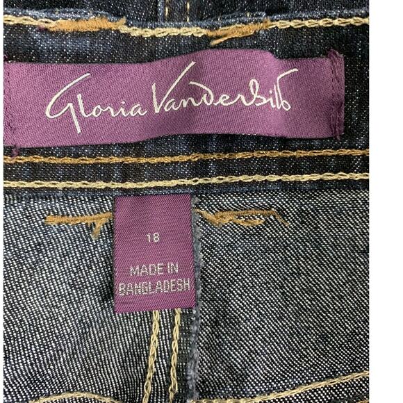 Gloria Vanderbilt Jeans Womens Plus Size 18 Dark Wash Denim Straight Mom Hi Rise - Picture 3 of 9